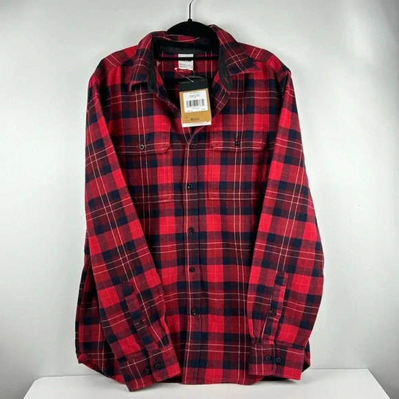THE NORTH FACE SZ M RED PLAID NWT MENS LONG SLEEVE 100% COTTON SHIRT - Picture 1 of 7